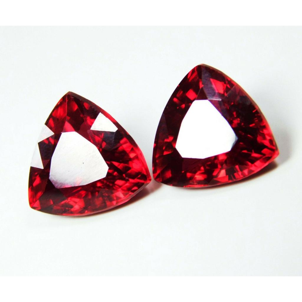 Trillion Cut Pair's Ring Size 16 Carat Natural Ruby Red Loose Gemstone