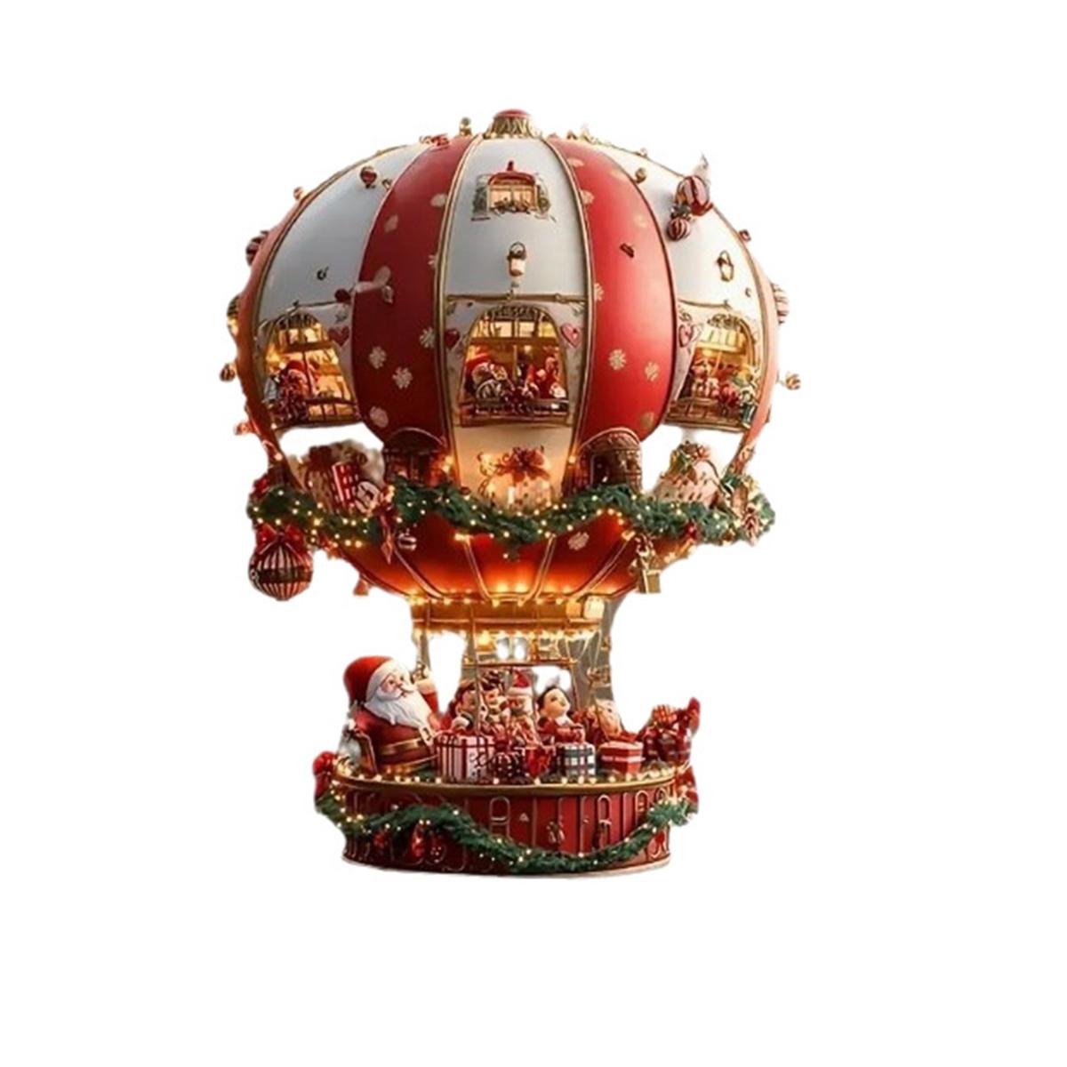 

Christmas hot air balloon Santa Claus acrylic flat hanging ornaments, bedroom and living room wall decoration with chain and hoo
