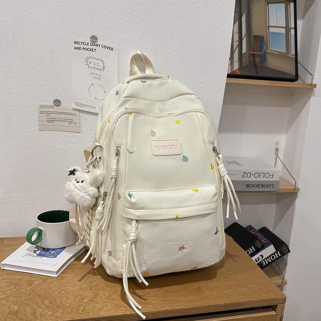 Schoolbag Embroidery Small Fresh Schoolbag Junior High School Girls High Value Ins Large Capacity Backpack High School Backpack