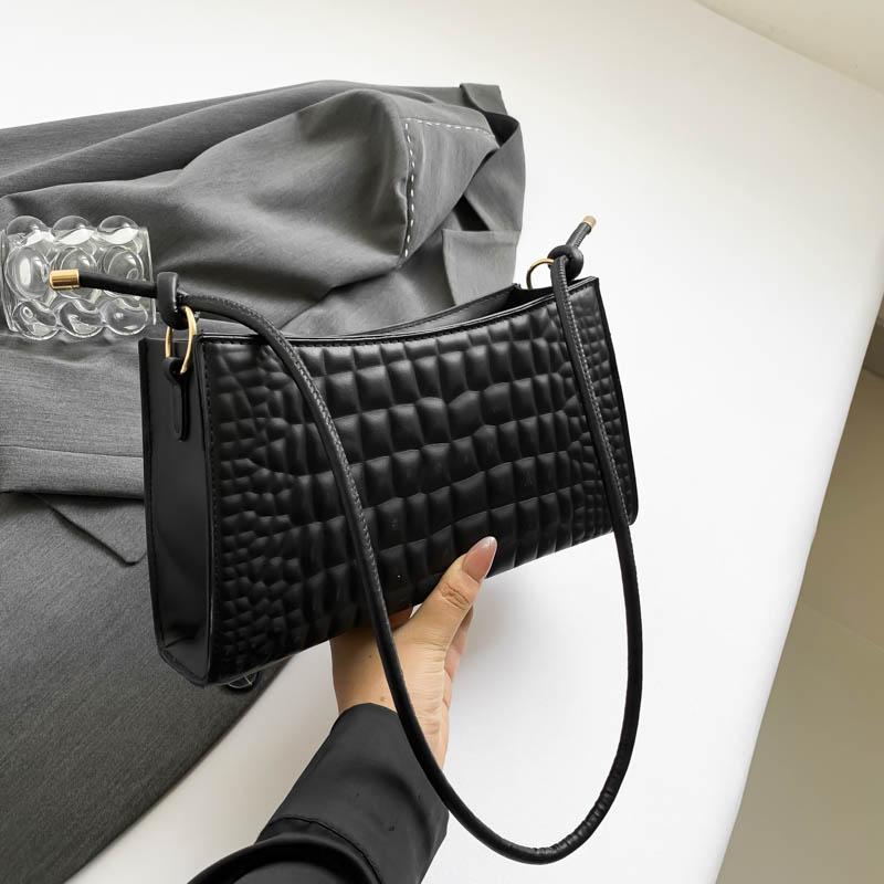 

Однотонная женская сумка на одно плечо, модная клетчатая сумка-подмышка, маленькая квадратная сумка (20cm<Max Length<30cm)