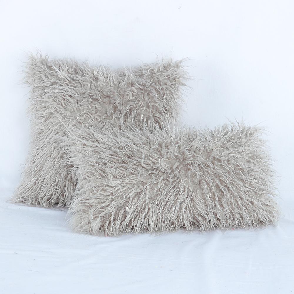 12 X 20 Inch 30 X 50 Cm Decorative New Luxury Series Style Grey Faux Fur Throw Pillow Case Cushion Cover for Sofa Bedroom Car