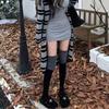 Winter Warm Thigh High Stockings Black Grey Women Long Socks Knitted Boot Stockings  Lolita JK