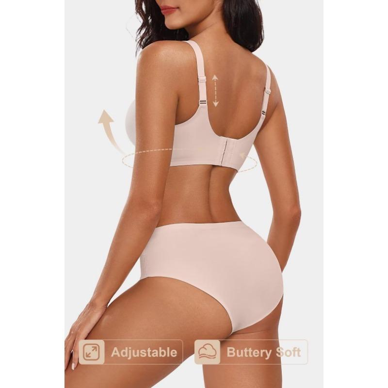 Women Solid Color Seamless Wirefree Fixed Cup Comfort Everyday Bra