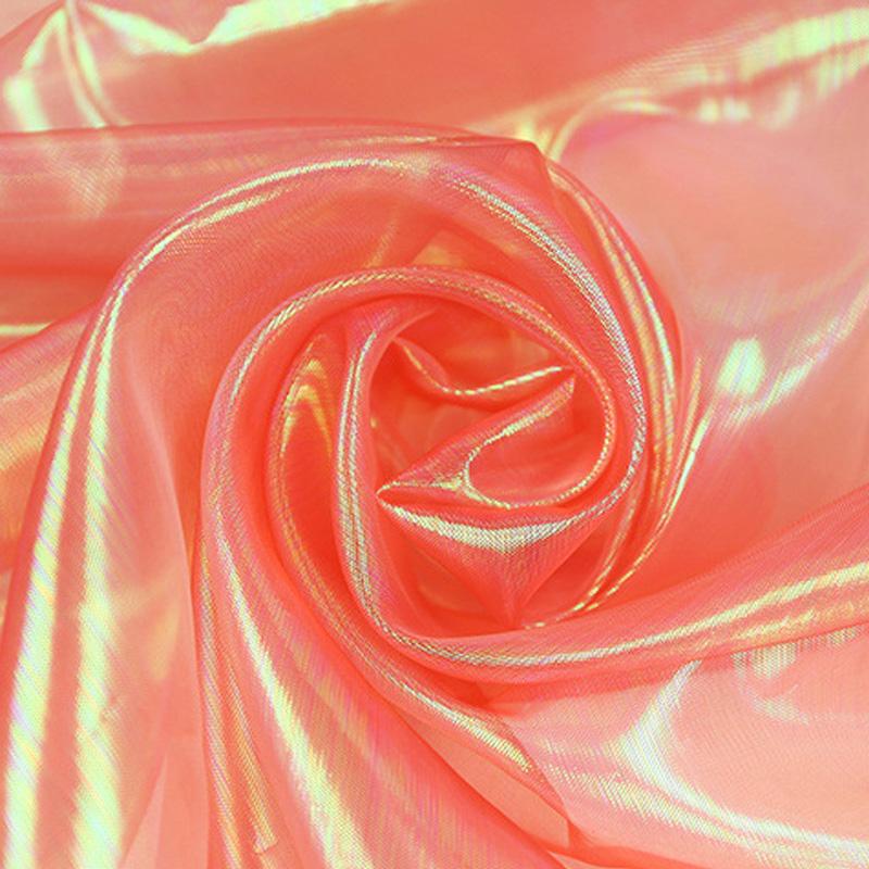 Colorful Organza Bright Silk Mesh Fabric Encryption Fantasy Laser Glass Yarn Fabric DIY Stage Performance Costumes Wedding Decor