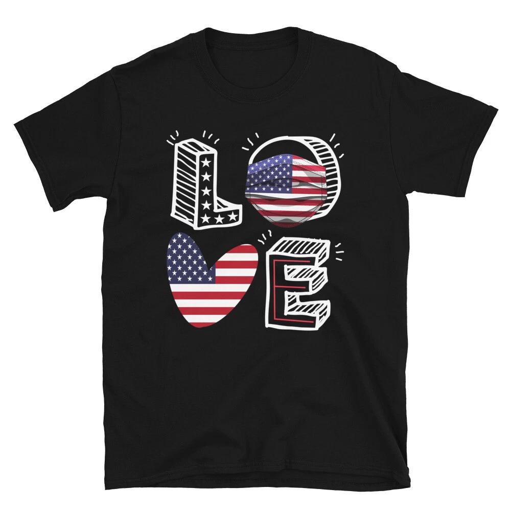 Pandemic USA LOVE July 4th of July USA US Flag T-Shirt S