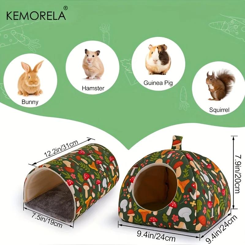 KEMOREL 2 st Marsvin Gömställe Mjuk Marsvinssäng och Tvättbar Marsvinstunnel Marsvinstillbehör för Hamster Kanin
