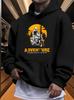 Casual Fleece Hoodie with Motorcycle Adventure Graphic Print
