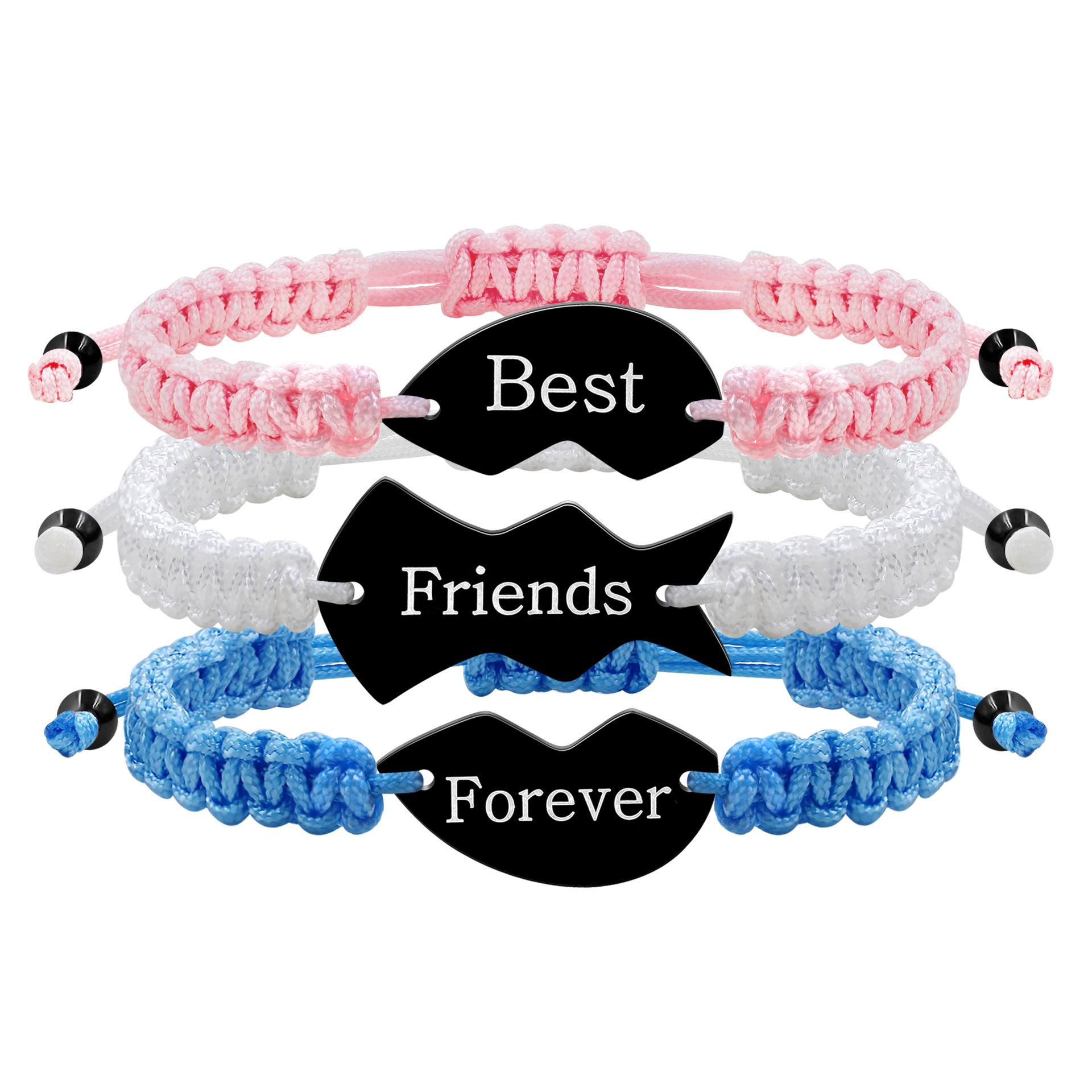 

Набор браслетов-пазлов из трех частей «Сердце», многоцветный, «Лучшие друзья», с гравировкой из титановой стали разноцветный