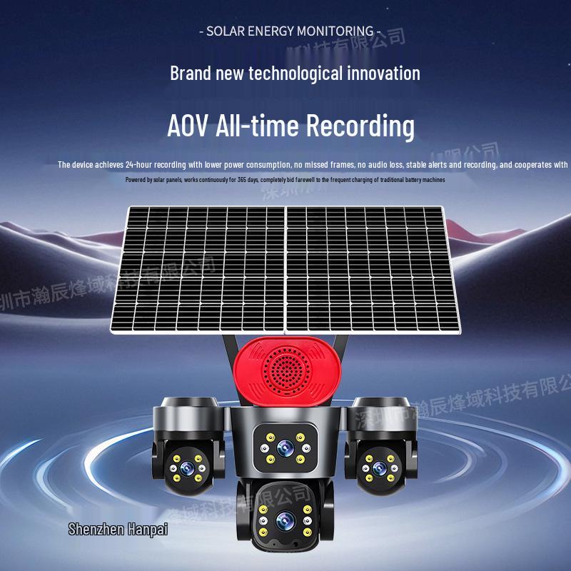 AOV Solar 4G Four-Lens Surveillance Camera with 8MP HD Night Vision for Outdoor Monitoring