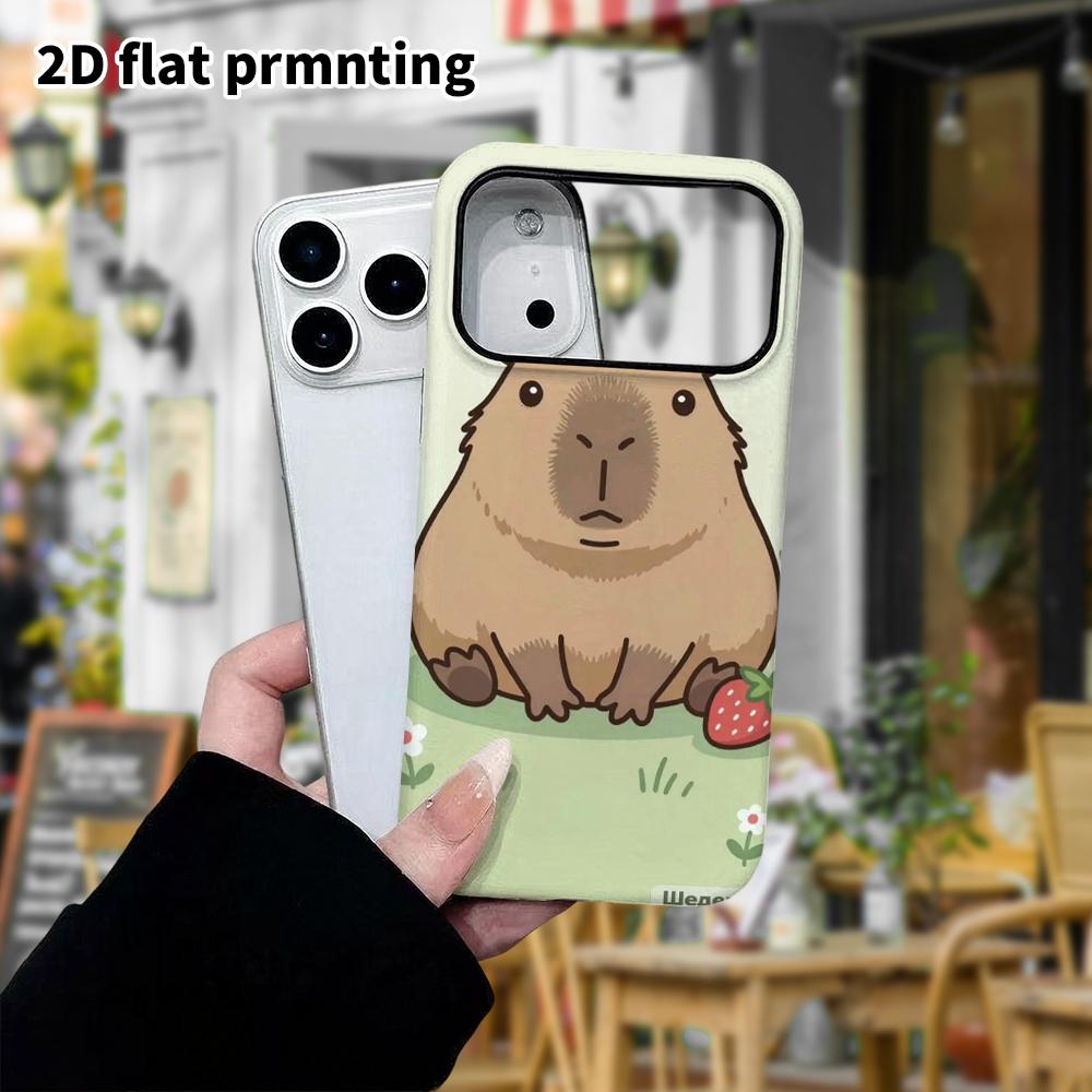 Phone Case: 2D Flat Design Suitable for iPhone 18 17 16 15 14 13 Pro Film Protective Case, Couple Style, Strawberry Capybara, Christmas and Halloween