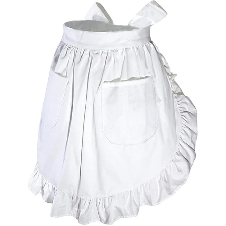 Damen Halbschürze mit zwei Taschen Weiße Haube Pilgerhut Kolonialhut Handmaid's Tale Kostüm Koloniales Kleid