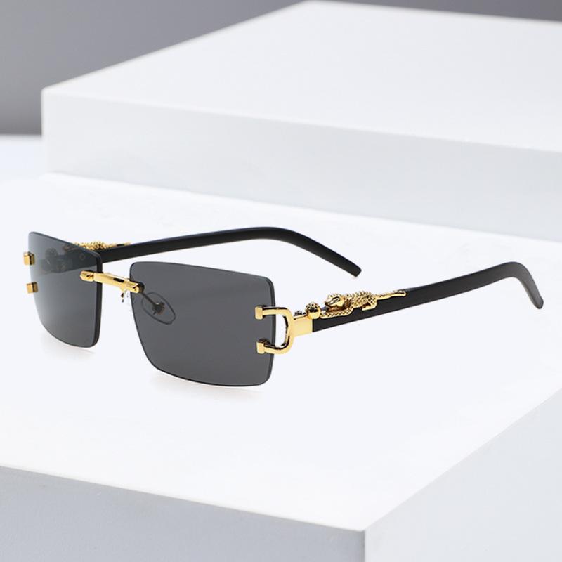 1 Pc Trendy Frameless Rectangular Sunglasses Personalized UV Protection For Daily Wear
