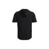 Under Armour Rival Terry Short Sleeve Hoodie With Drawstring And Solid Color Pattern Print Men Tops Black 1370396-001