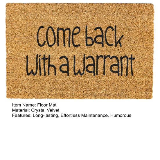 Funny Entrance Rug Come Back with A Warrant Doormat Rustic Anti-slip Floor Mat for Home Farmhouse Front Door Entryway Decoration