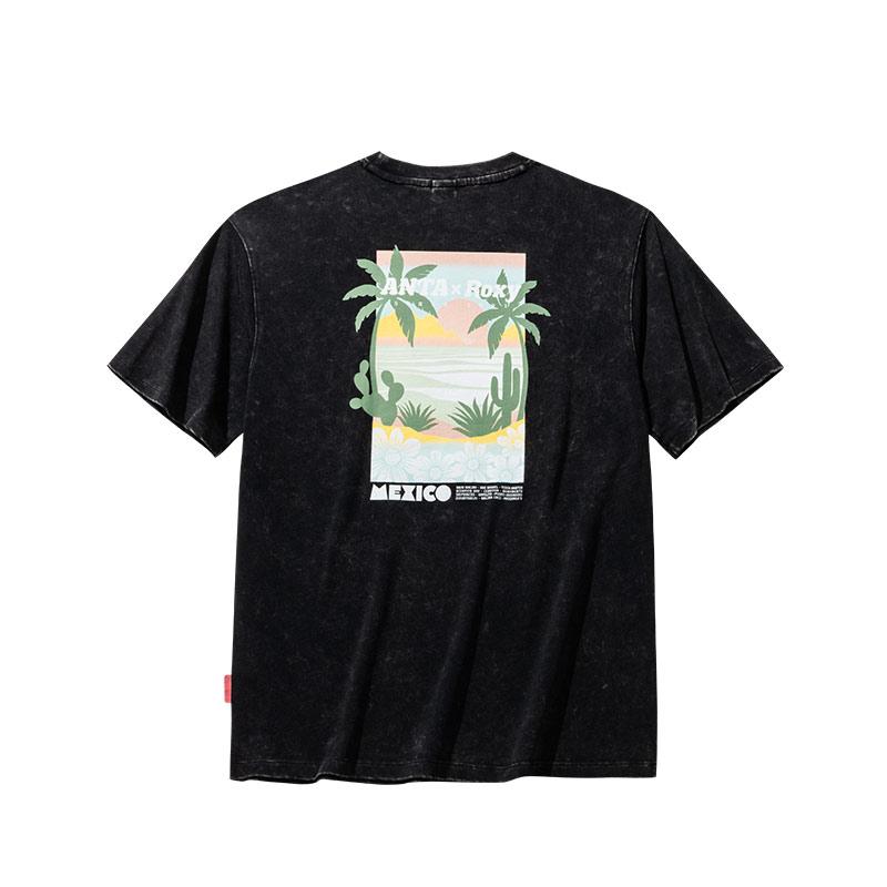 Anta X Roxy Collaboration Lifestyle Series Comfortable Simple Versatile Loose Round Neck Letter Print Short Sleeve T-Shirt Women T-Shirt 162528110-1