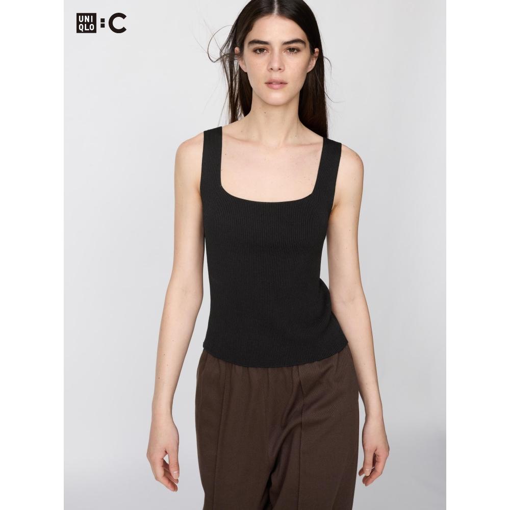 Uniqlo Japan 3d Ribbed Square Neck Sweater Sleeveless