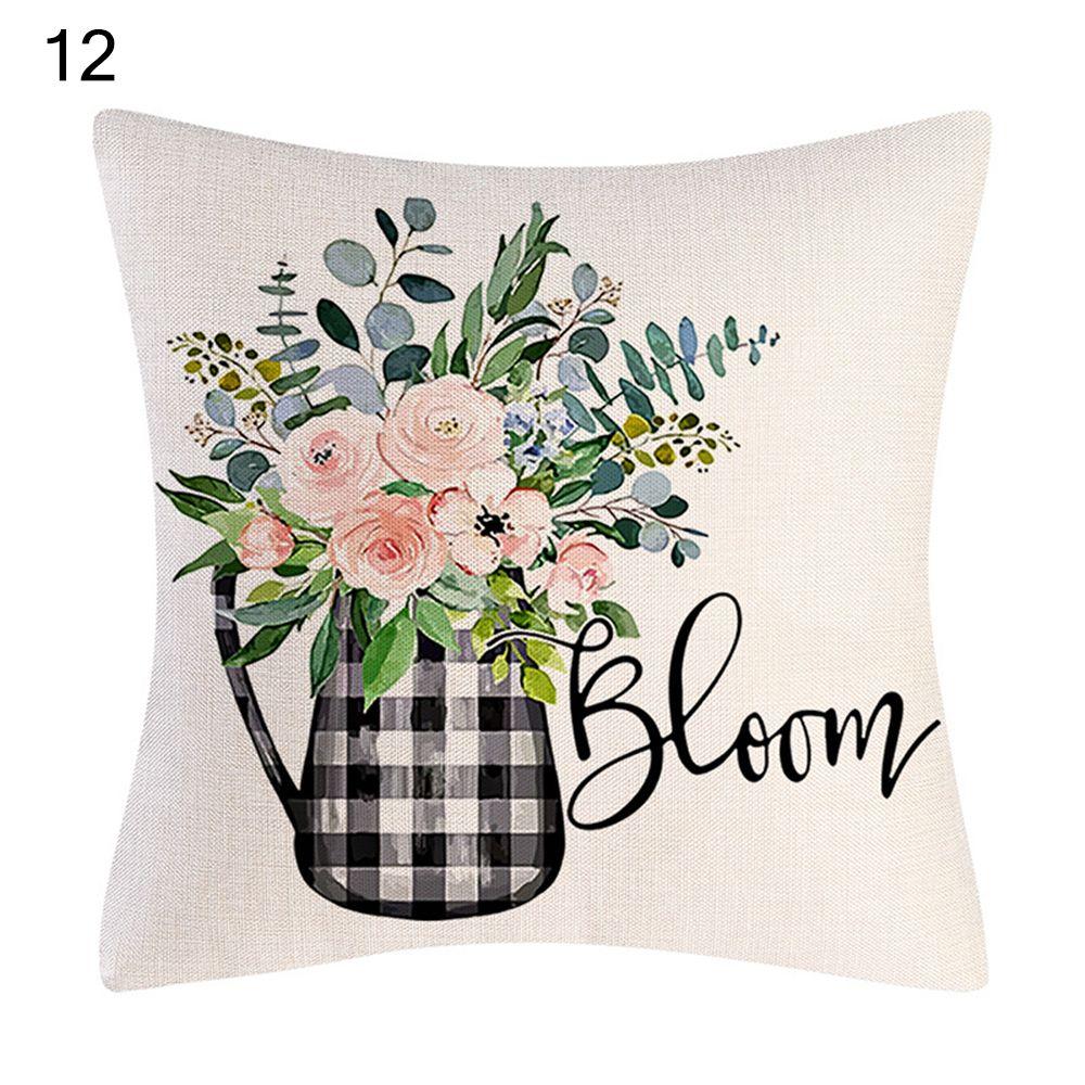 Bloom Decorative Linen Spring Summer Buffalo Plaid Pillow Covers Farmhouse Cushion Covers Throw Pillow Covers for Sofa