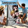 Custom Name Personalized Demon Slayer Print Beach Towel, for Trip Camping Beach Party Home Decor, Birthday Gift for Family & Friends