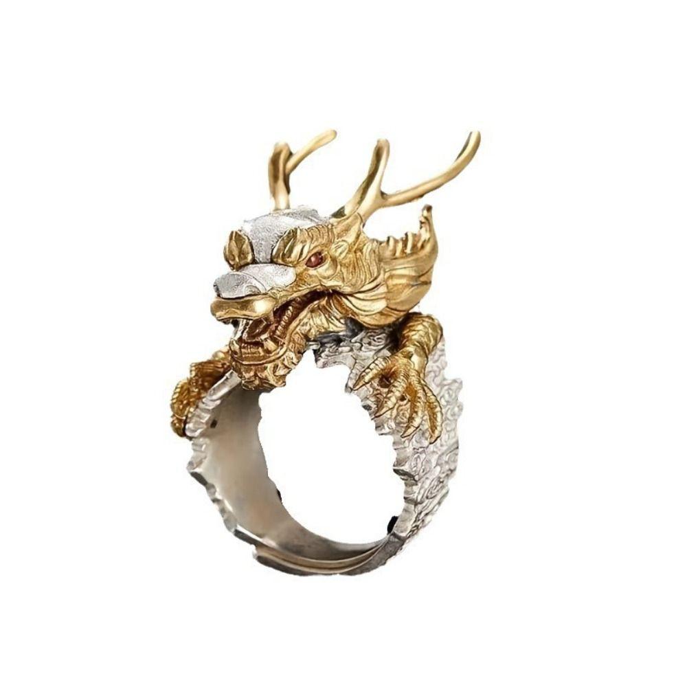 Two Tone Dragon Ring Adjustable Dragon Shape Ring Animal Ring Index Finger Ring