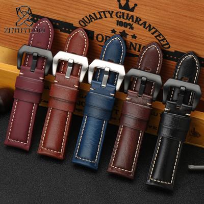 Retro Vintage Ručně vyrobený řemínek z pravé kůže Pro Panerai 22 24 26mm Ručně vyráběné hodinkové doplňky Rovný konec kožený řemínek k hodinkám
