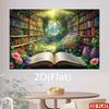 2D Whimsical Book Garden Banner, Open Book with Enchanted Forest Art