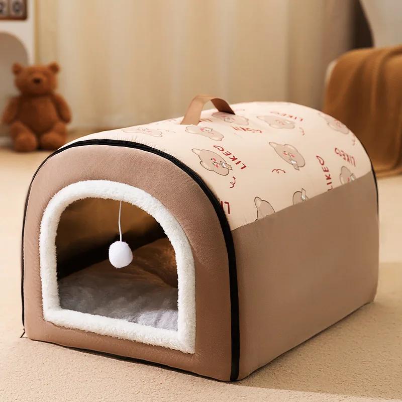 

For Warm Dog House Detachable Pet Sleeping Bed For Small Medium Dogs Cats Soft Non-slip Dog Kennel Puppy Kitten Nest Pet Supplie S-35x30x30cm білий