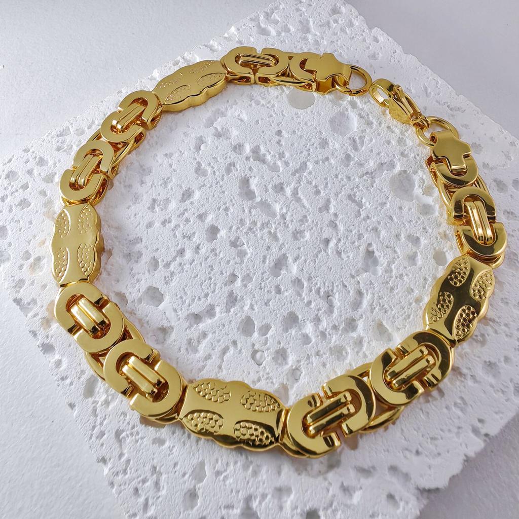 Hip Hop 6mm 9mm 11mm Cross Cuban Link Bracelet Stainless Steel 18K Gold Plated Punk Wrist Jewelry for Men