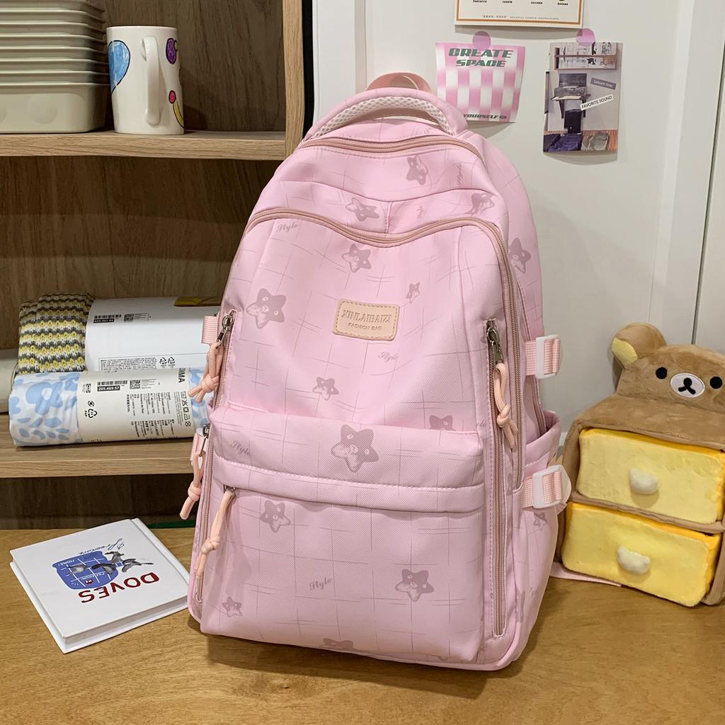 Schoolbag Ice Blue Cream Butterfly Dark Pattern Soft Girl Backpack Youth Vitality Primary and Secondary School Students Grades 1-1 Backpack