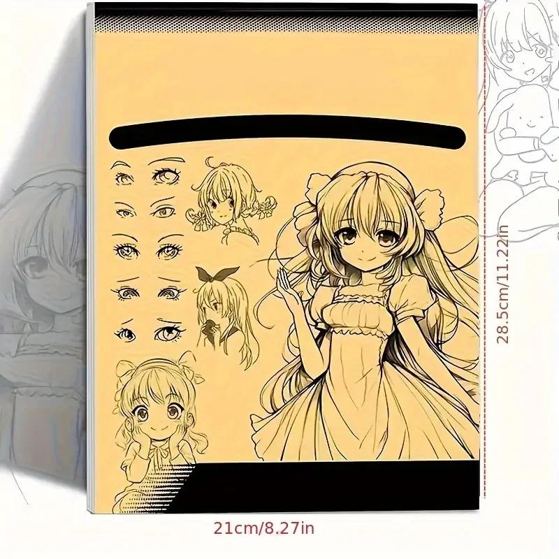 1Pcs 48 Pages Simple Hand-Drawn Outlines Anime Character Line Art Drawing Book For Beginners Tracing & Practice Painting