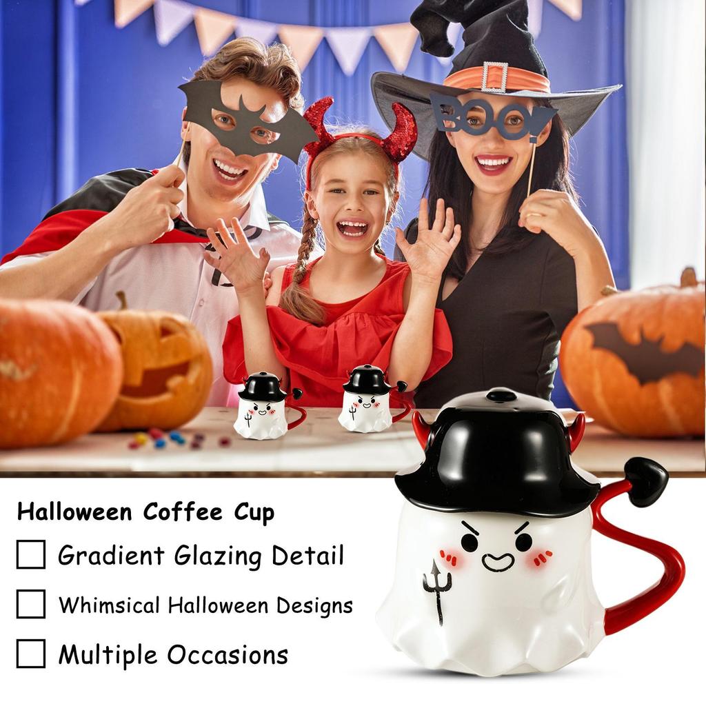Halloween Mugs Cute Ceramic Halloween Cup Season Decoration For Friends Birthday School Offices Teens Housewarming Fall Family