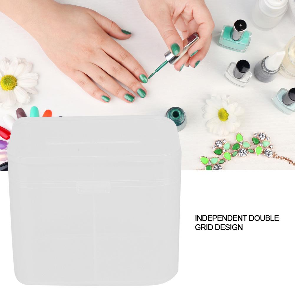 2 Grids Nail Art Cotton Pads Swabs Container Organizer Storage Box Case2pcs