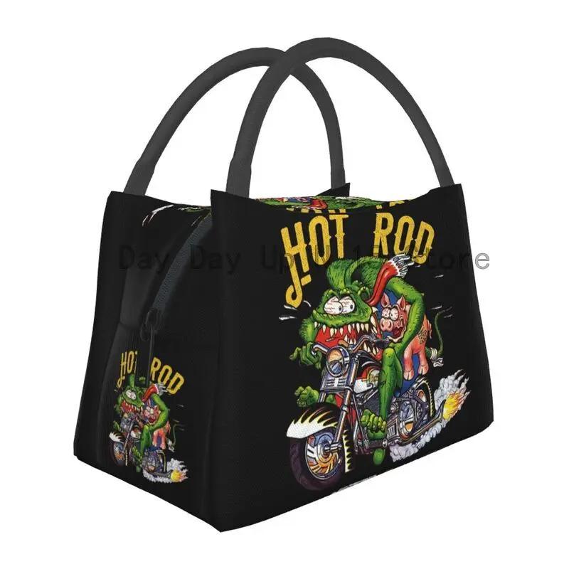 Ratfink Ride Insulated Lunch Bags for School Office Rat Fink Waterproof Thermal Cooler Bento Box Women Lunchbag
