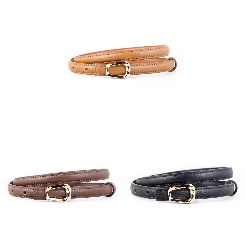 Womens Elegant Genuine Leather Waist Belt With Smooth Buckle For Casual Dresses Spring
