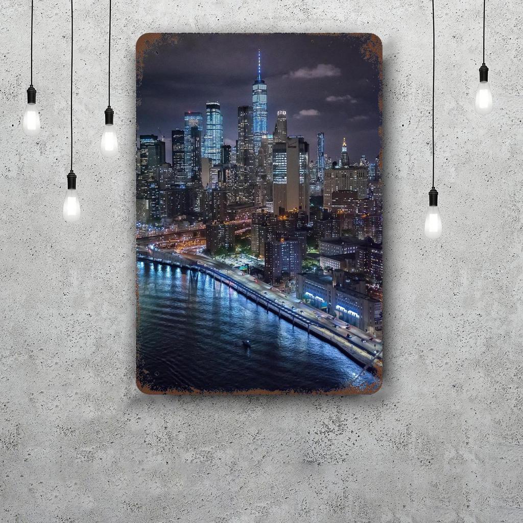 nyc skyline Vintage Metal Tin Signs Posters Decor Retro Metal Plaque Wall Art Decor for Garage Bar