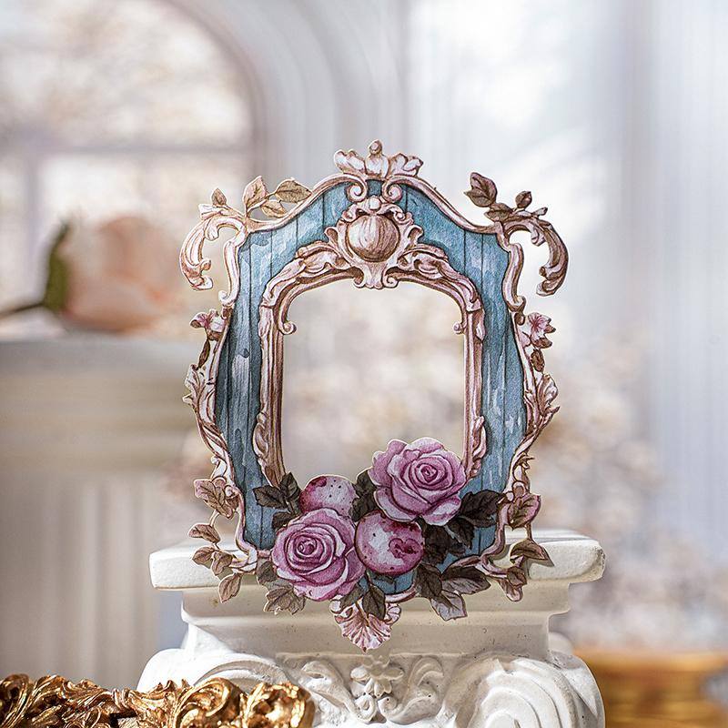 4 Styles Retro Ivy and Vine Frame Hard Cardboard Paper Rococo Mirror Frame Series Handmade Account DIY Decorative Sticker