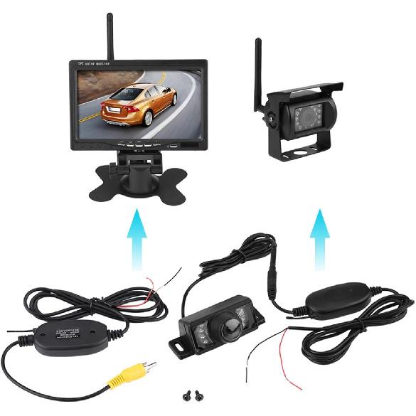 7 PCS Car Backup Camera Night Vision IR LED Waterproof Rearview Video Transmitter Receiver for Safe Driving,Reversing Image Auxiliary Equipment