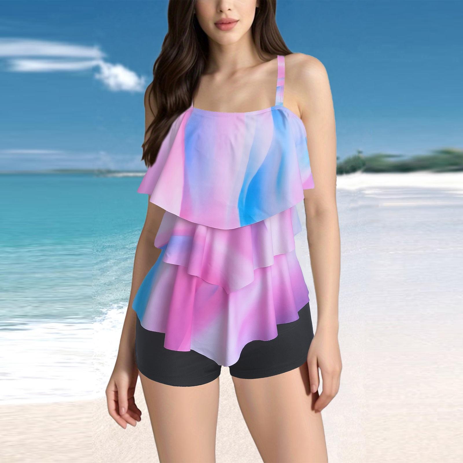 

Женский сексуальный купальник с подтяжками и напечатанным раздельным купальником S розовый