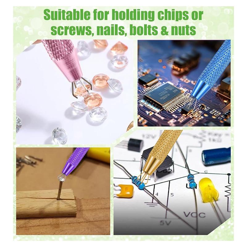 Grabber Pen 4-Claw Stainless Steel 4 Pcs Mini Jewelry Grabber Tool For Small Parts Pickup,Piercing Holder Tool