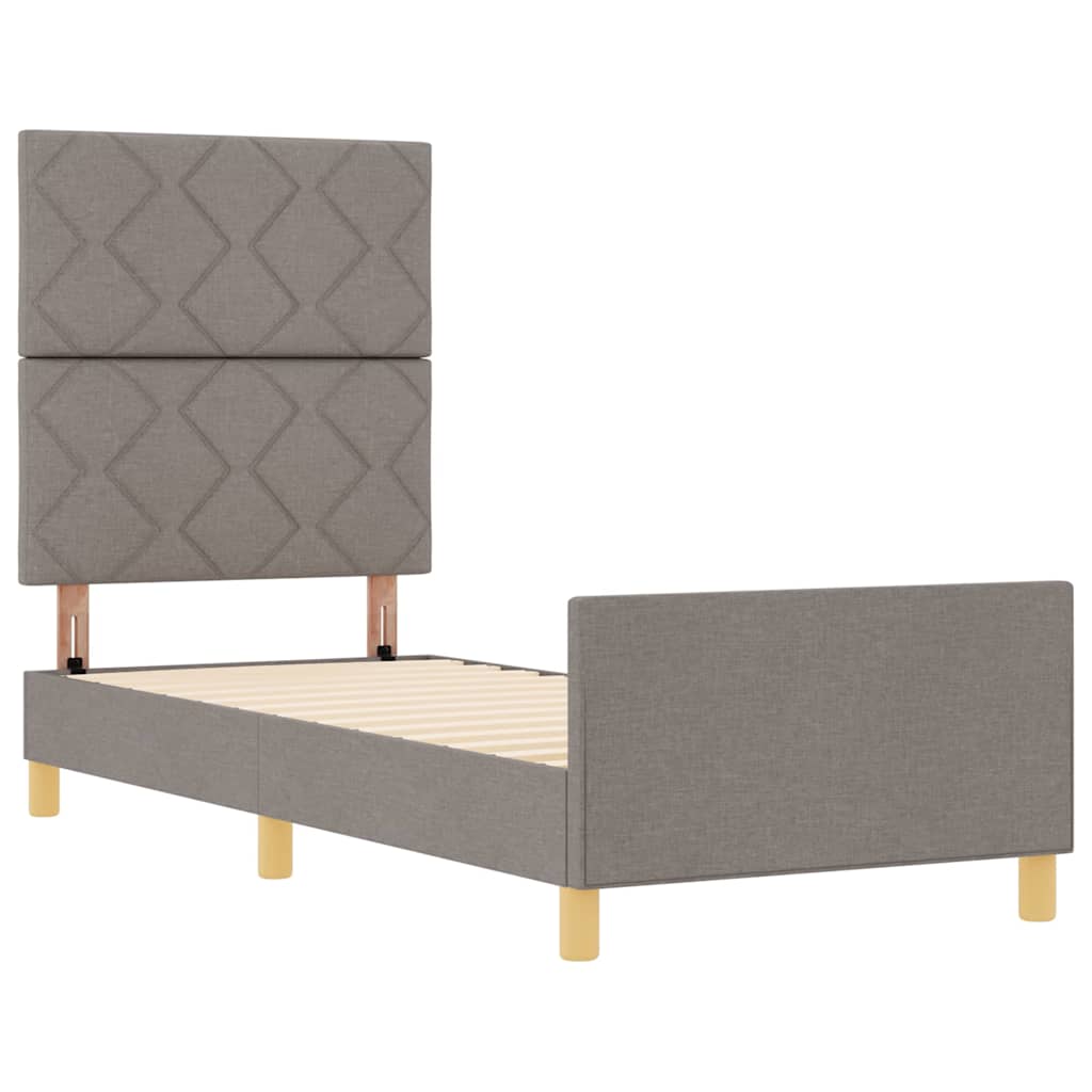 Taupe Upholstered Bed Frame with Headboard 80 x 200 cm Fabric