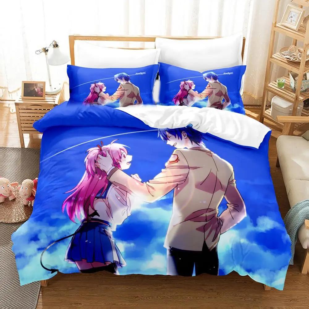 3D-tryck Anime Angel Beats Sängklädesset Påslakan Sängset Täcke Örngott Täcke King Queen Size Pojkar Vuxna Sängkläder
