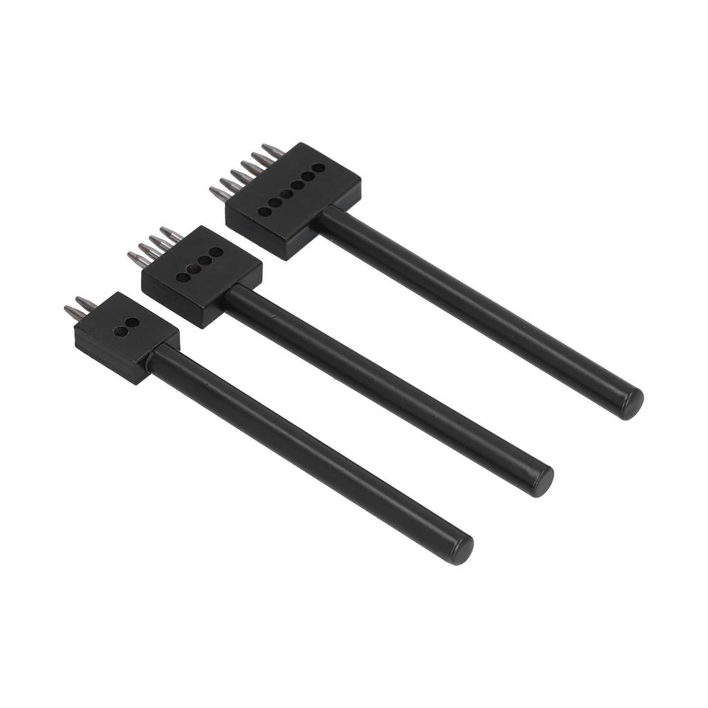 3Pcs Leather Perforated Tool Black Tooth Durable Quick Easy DIY Leather Craft Tool Kits4mm
