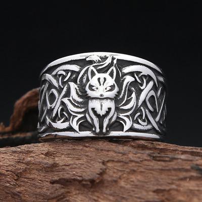 Punk Hip Hop Tier Neunschwänzige Fuchsringe Männer Frauen Vintage Edelstahl Viking Celtics Knotenringe Modeschmuck