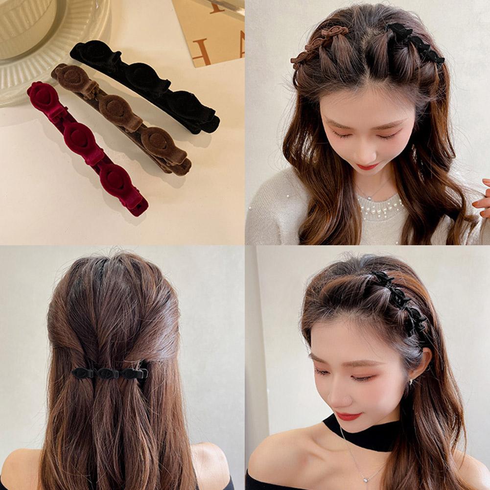 2Pcs/Set Elegant Velvet Barrettes Women Ponytail Hairpin Hair Clip Girls Black Red Ribbon Hair Clip Fashion Hair Accessories