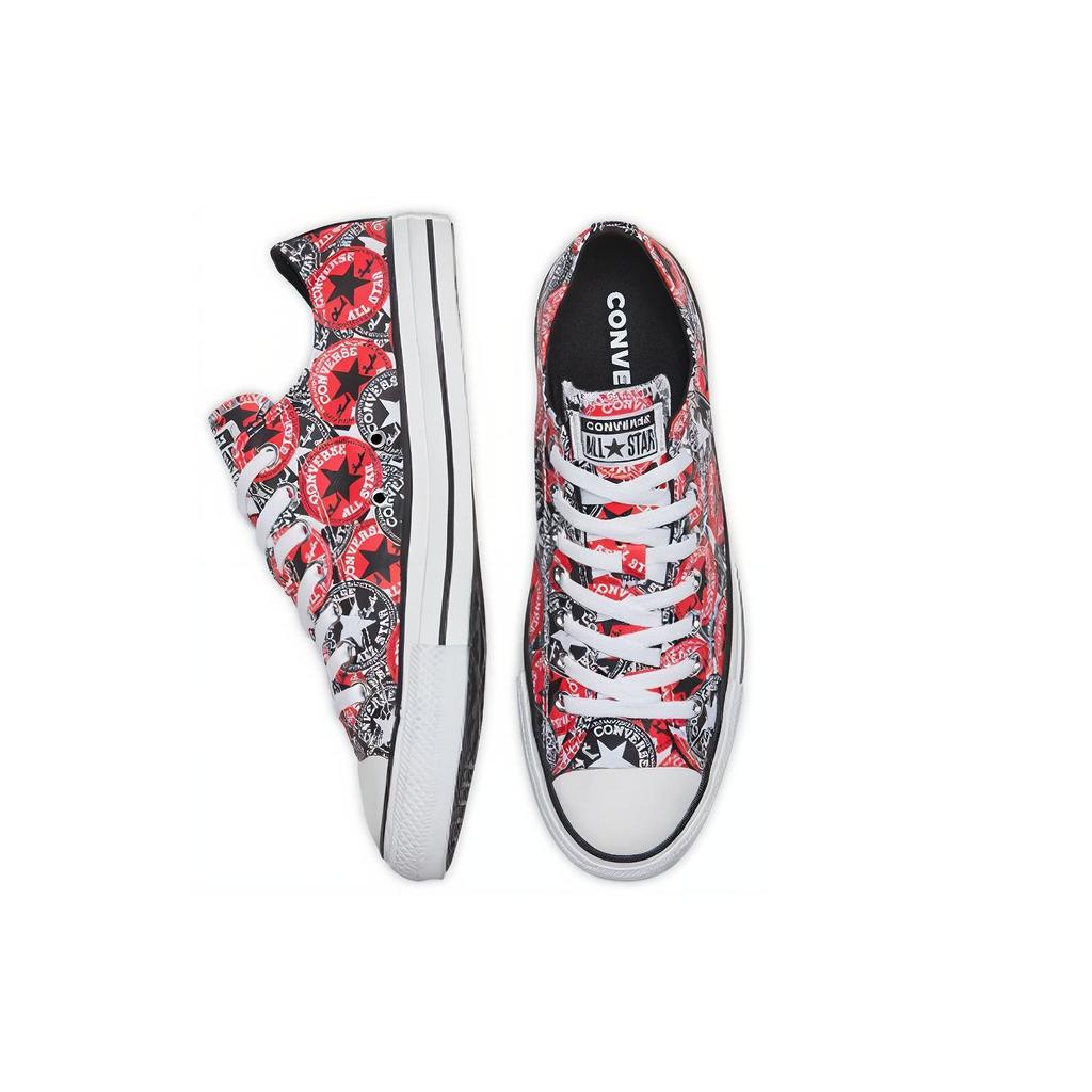 Converse Chuck Taylor All Star Bequeme Vielseitige Langlebige Leichte Low Top Canvas Schuhe Unisex Sneaker Schwarz Rot 166986C