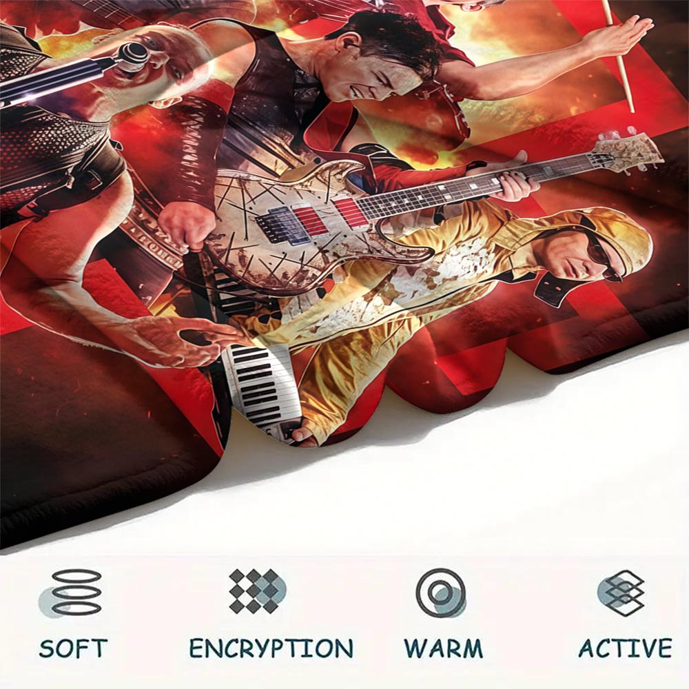 1PC Rammstein Band Print Flannel Blanket, High Quality All Seasons, Home Decor, Warmth and Comfort, Perfect for Christmas Gifts