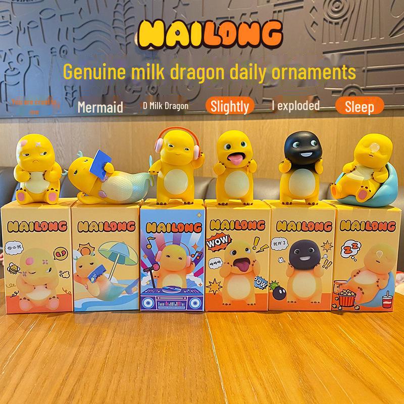 Genuine Milk Dragon Blind Box Doll: Trendy Office Decor & Play Figure