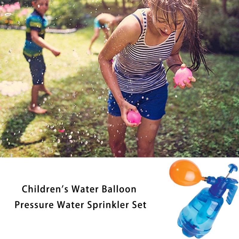 Kids Water Balloon Pressure Sprayer Set Includes 100Pcs Balloon For Outdoor Activities Practical Air Balloon Pump