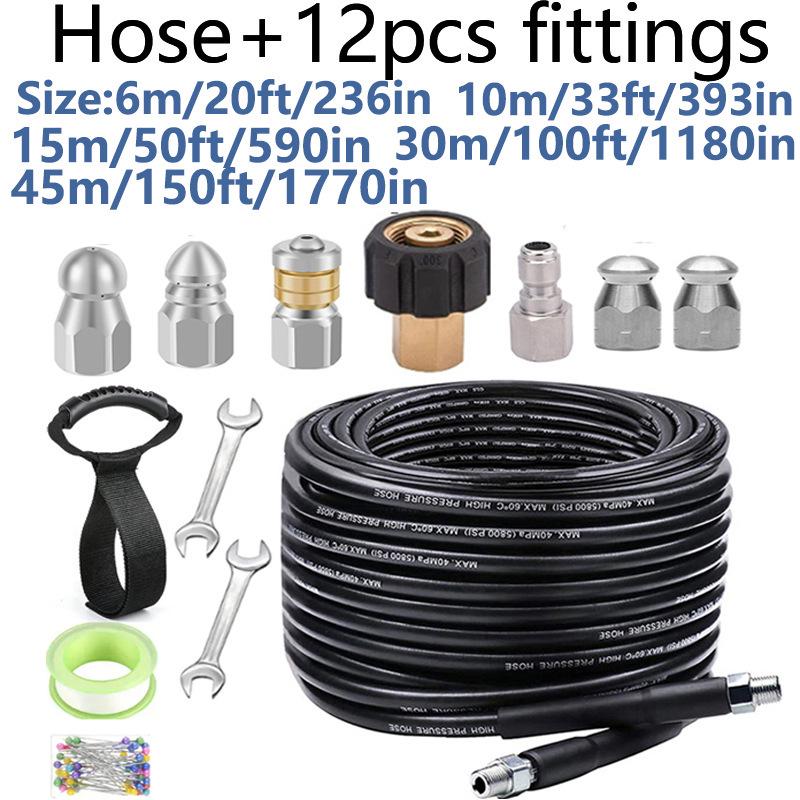 High Pressure Washer Sewer Jetter Kit with 12'' Hose