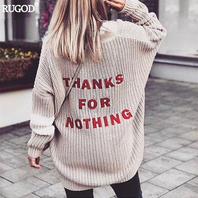 Rugod New Autumn Fashion Knitted Cardigan Women Warm Sweater Casual Letter Embroidery Pull Coat