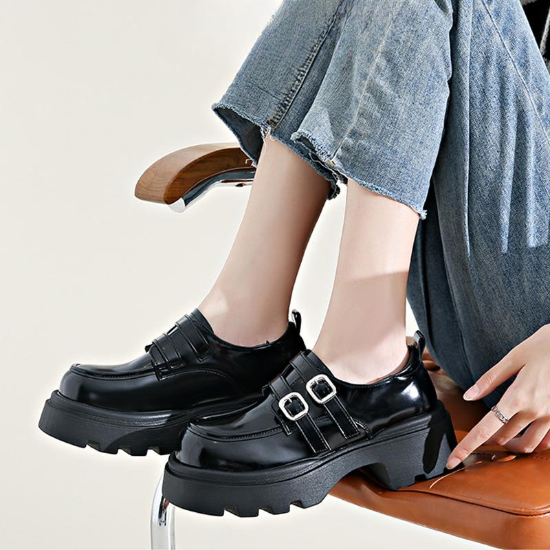 College Style Single Shoes Women's Mary Jane Women's Shoes Spring New Leather Loafers Muffin Platform Small Leather Shoes